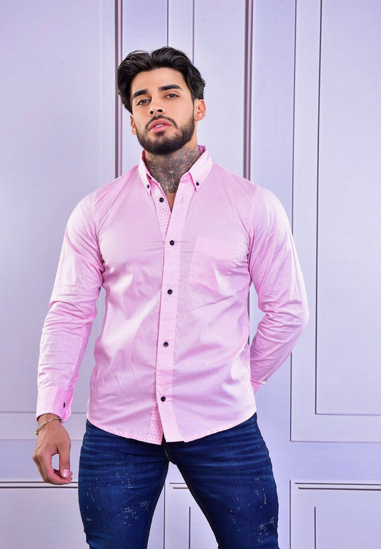 Camisa Unicolor Manga Larga Rosado