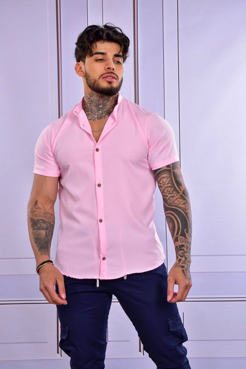 Camisa Seda Mango Rosado