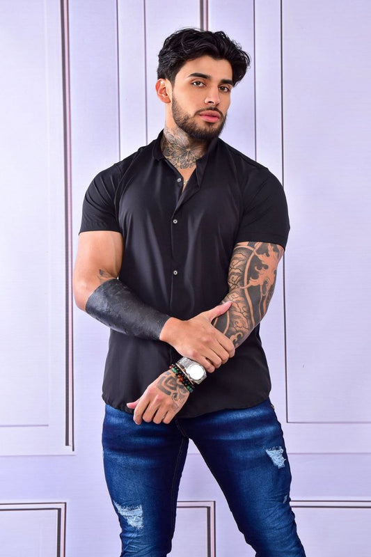 Camisa Seda Mango Negro